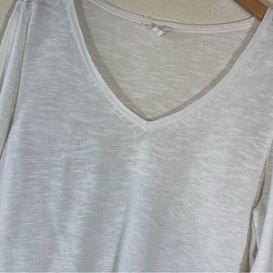 Eileen Fisher Solid White Lightweight V Neck Sweater/ 2X